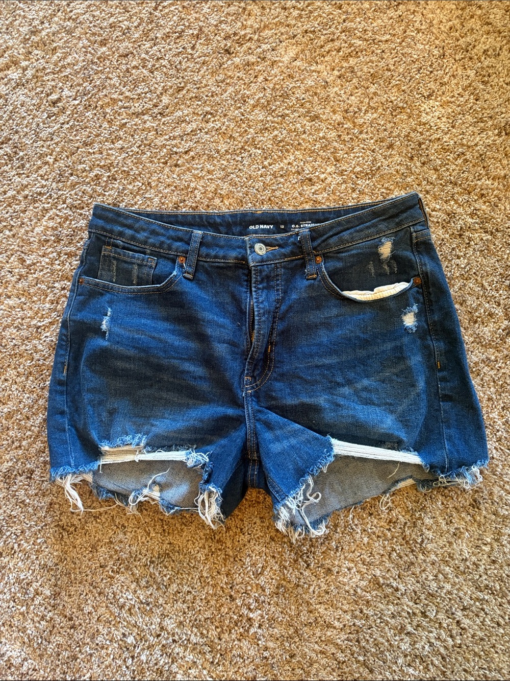 Old Navy Dark Blue Distressed Denim Cutoff Shorts